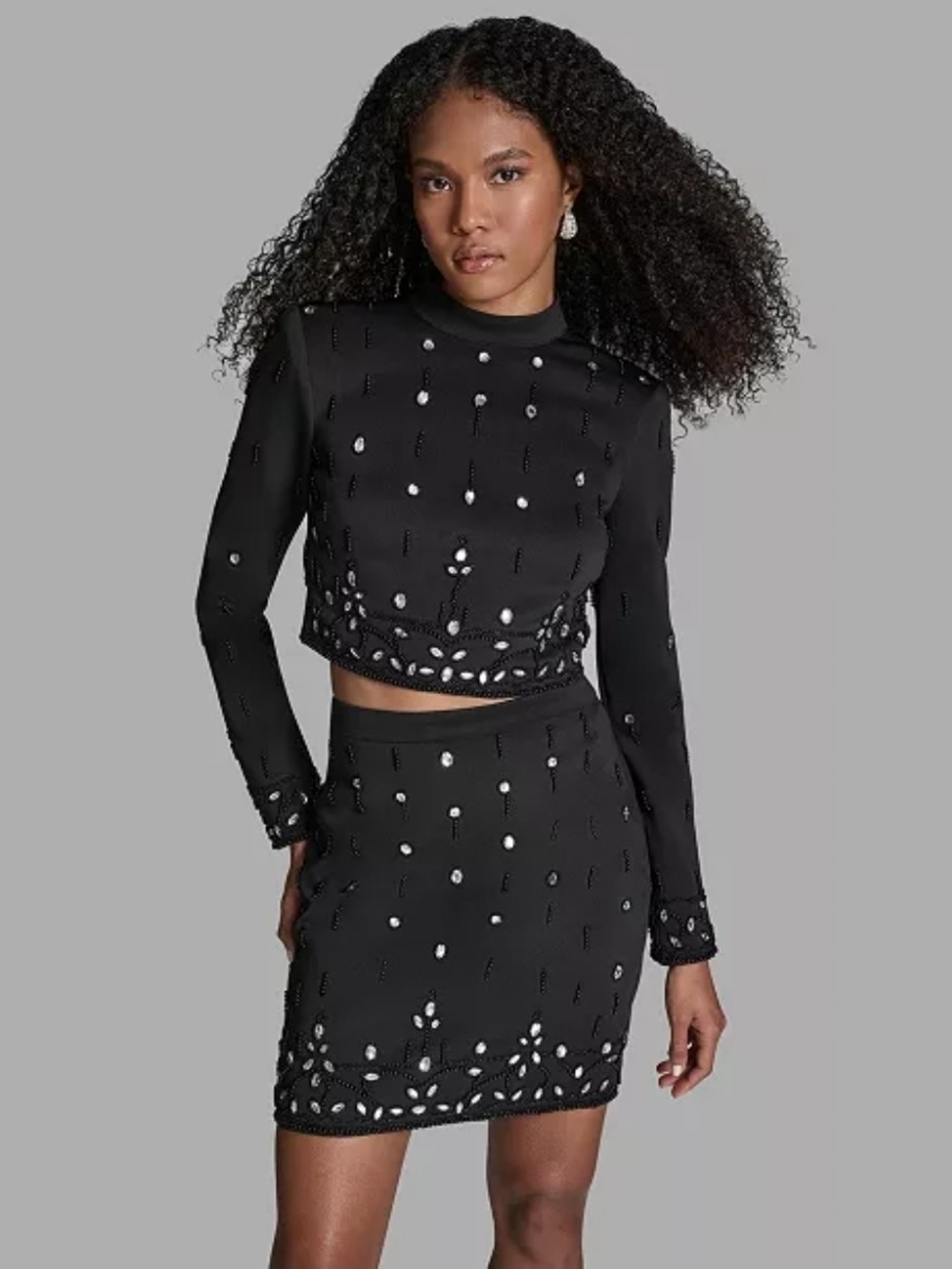 Embellished Black Mini Skirt